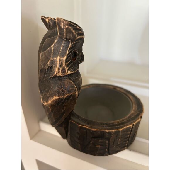 Vintage Hand Carved Owl Trinket Dish - Picture 4 of 7